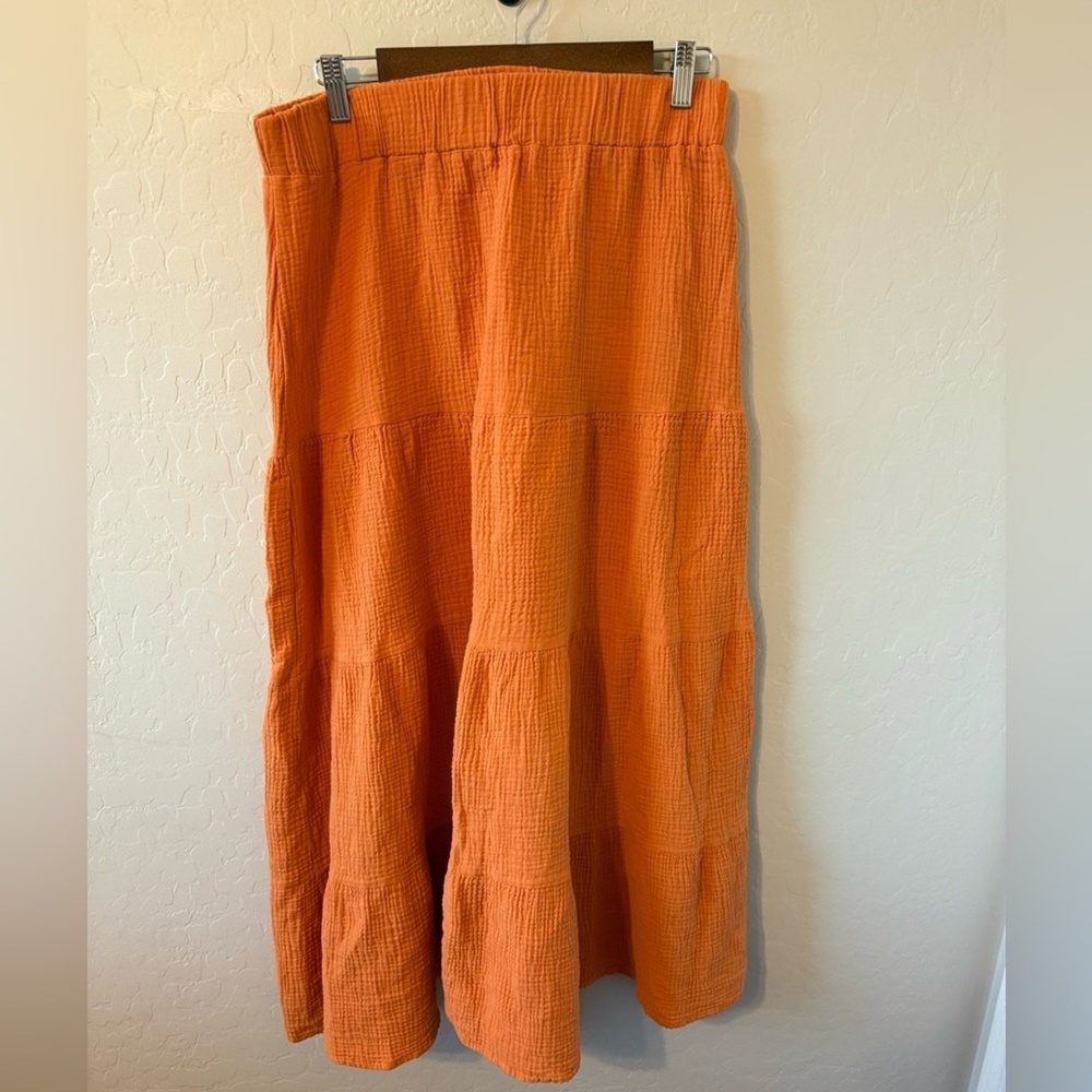 New‎ York & Company Orange Tiered Maxi Skirt